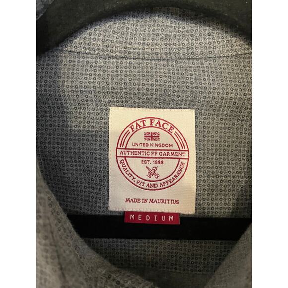 Fat Face Mens Medium Button Up Shirt All Cotton Gray Unique Buttons Long Sleeve - Picture 3 of 10